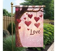 Bannière de jardin Cœurs rouges pailletés à suspendre à un arbre, amour,