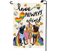 Bannière de jardin Drapeaux Rainbow du progrès, chiens, l'amour