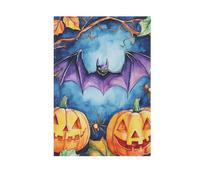 Bannière de jardin en forme de citrouille avec chauve-souris d'Halloween de cauchemar - Pour décoration de porche - 71 x 101 cm - Double face