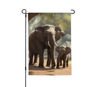 Bannière de jardin en polyester double face avec impression éléphant - Décoration extérieure - Cadeau idéal