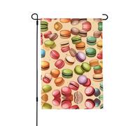 Bannière de jardin en polyester double face avec imprimé macaron biscuit aromatisé