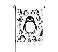 Bannière de jardin en polyester double face avec imprimé pingouin mignon