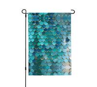 Bannière de jardin en polyester double face avec motif écailles de sirène - Décoration extérieure - Cadeau idéal