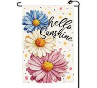 Bannière de jardin Marguerites en fleurs, bonjour soleil printemps été art | botanique vertical Petit Pavillon Anniversaires 12x18in Double Face Drapeau de jardin Couleur Vive Drapeau personnalisé