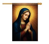 Bannière de jardin Sainte Vierge Marie auréole lumineuse catholique | Drapeau Célébrations 12x18in Double Face Drapeau personnalisé Imperméable Drapeau de jardin Balcon Anniversaires