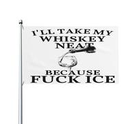 Bannière de jardin simple face « Je prendrai mon whisky pur parce que merde à la glace » (90 x 150 cm)