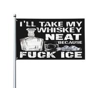 Bannière de jardin simple face « Je prendrai mon whisky pur parce que merde à la glace » (90 x 150 cm)