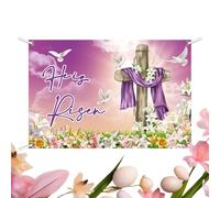 Bannière de Jésus pour le mur, toile de fond de Jésus de Pâques, il est ressuscité grande bannière, décoration de fête pour la maison, décorations murales de printemps pour célébration,