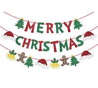 Bannière de Joyeux Noël Banderoles de Noël avec Inscription Merry Christmas pour Décorations de Fête de Noël Lot de 3