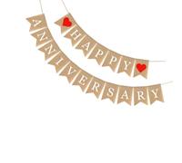 Bannière de Lettres en Lin Rouge pour Anniversaire, Queue de Poisson | Décoration de Fête Réutilisable, Fond Photo et Accessoire, Style Cœur, pour Anniversaire de Mariage