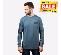 Bannière De Marque Caterpillar T-Shirt À Manches Longues Casual Pour Hommes Bleu