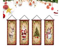 Bannière de Noël 4 Pièces Enseigne de Porche de Vacances