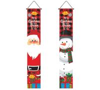 Bannière de Noël 71 pouces rouge Père Noël Joyeux bannière de porte 1 paire panneaux porche suspendus décor pour mur extérieur cour porte d'entrée Style2