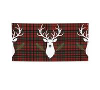 Bannière de Noël à motif tartan à carreaux à carreaux - Bannière de fond à suspendre - Grande bannière de fête - Poster de taille moyenne - Toile de fond pour Nouvel An, remise de diplôme, mariage,
