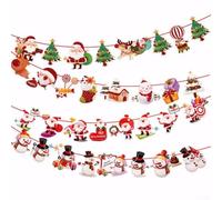 Bannière de Noël à suspendre en carton de 2,5 m - Guirlande festive pour arbre, cheminée, cheminée, décoration de maison ou de magasin avec motifs de Père Noël, renne et chaussette pour les fêtes