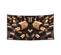 Bannière de Noël avec imprimé bouteille de vin en liège pour intérieur ou extérieur, décoration d'intérieur pour fête, porche, bar, toile de fond festive à suspendre