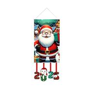 Bannière de Noël - Bannière de Noël à suspendre, 4 panneaux de porte, drapeau de jardin décoratif Père Noël, ornements festifs imperméables pour intérieur ou extérieur, maison, fenêtre, porte, cour