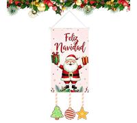 Bannière de Noël - Bannière suspendue de Noël, signe de porte 4 pièces, drapeau décoratif de jardin du Père Noël, fêtes imperméables pour l'intérieur, l'extérieur, les fenêtres, les portes,