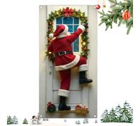Bannière de Noël d'entrée - Polyester 90 x 180 cm | Grand drapeau Augural | Autocollant avec Père Noël pour salons, salles de t intérieurs