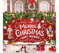 Bannière de Noël Extra Large - Décoration de Fête Rouge et Vert - Motif Casse-Noisette - Pour Extérieur et Intérieur - XXL - Décoration Murale