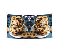 Bannière de Noël imprimée de biscuits et de pépites de chocolat, décoration d'intérieur ou d'extérieur pour fête, porche, bar, toile de fond festive à suspendre
