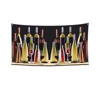Bannière de Noël imprimée verres à cocktail et bouteilles de vin, décoration d'intérieur et d'extérieur pour fête, porche, bar, toile de fond festive à suspendre