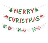 Bannière de Noël, Merry Christmas Guirlande, Banderole Joyeuxs Noëls, Bannière Joyeux Noëls, Banderole de Noël, Guirlande Joyeux Noëlss pour Fête, Maison, Mur, Porte, Fenêtre, Cheminée Arbre (C)