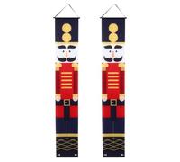 Bannière de Noël Nutcracker Soldier en Polyester pour Porte et Mur | Décoration Créative, Motif Soldat Casse-noisette, Installation Saisonnière Facile, Couleurs Vives, pour Banquet, Vitrine