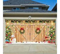 Bannière de Noël pour Porte de Garage, 150 x 200 cm Joyeux Noël Bannière Décoration de Noël avec Bonhomme de Neige Père Noël Banderole pour Fête de Noël Jardin Balcon Extérieur (a-B, One Size)