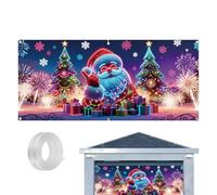Bannière de Noël pour porte de garage - 4 x 1,8 m - Décoration festive fluorescente aux UV - Décoration de porte de garage - Pour propriétaires de maison, fêtes de famille, décorations de rue d'hiver