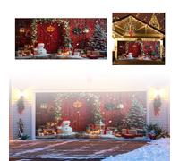 Bannière de Noël pour Porte de Garage, Décoration de Noël Extérieure Grand Format avec Père, Facile à Installer pour Décor de Maison et Jardin Festif (Rouge)