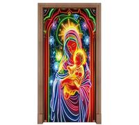 Bannière de Noël pour porte d'entrée, grande scène de Jésus en tissu comme | Bannière de Noël pour l'intérieur et l'extérieur, maison, fête, hiver, ferme,