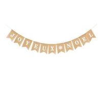 Bannière de Noël Vintage en Lin Blanc, Fanions Joyeux Noel | Lot de Fanions Drapeaux, Facile à Suspendre, Réutilisable, pour Table et Cheminée, Ambiance de Fête