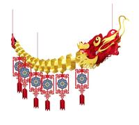 Bannière de Nouvel An Chinois - Décoration à suspendre Dragon, de dragon du Nouvel An lunaire 2024, intérieur amovible en or bleu | Idéal pour l'affichage de photographie de la fête du printemps
