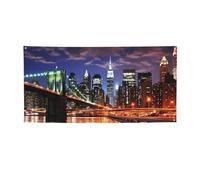 Bannière de nuit de New York pour extérieur et intérieur - Toile de fond d'anniversaire - Fournitures de décoration de fête - Fond photo avec œillets - Bannière murale personnalisée