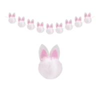 Bannière de Pâques de Fleurs en Forme d'oreilles de Lapin, Guirlande de Pâques Forme Lapin Adorables Boules de Poils, Décorations Festifs pour Pâques, Maison et Sapin de Printemps