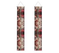 Bannière de porche à motif libellule avec fleurs rouges - Bannière décorative à suspendre à la porte d'entrée, panneau de bienvenue festif pour la maison