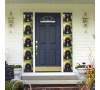 Bannière de porche à suspendre, adorable animal de compagnie terre-neuve, bannière de porche « Happy Birthday », bannière de porte d'entrée pour fête de vacances, intérieur et extérieur