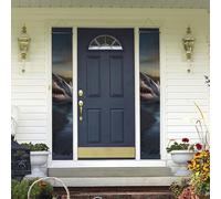 Bannière de porche à suspendre, au crépuscule requin « Welcome Summer » - Panneau de porche « Happy Birthday » - Bannière de porte d'entrée pour fête de vacances, décoration intérieure et extérieure