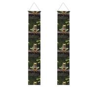 Bannière de porche à suspendre avec arbre de paix et grenouille - Bannière de porte d'anniversaire - Bannière de fête - Fond photo - Panneaux de porte d'entrée pour fête de bienvenue - Décoration