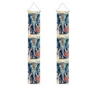 Bannière de porche à suspendre avec plumes de paon et éléphant pour porte d'entrée, panneau de porte de vacances saisonnières, bannière de bienvenue pour intérieur et extérieur, décorations de remise