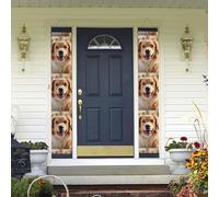 Bannière de porche à suspendre, bannière de porche « Dogs Retriever Welcome Summer » - Panneau de porche « Happy Birthday » - Bannière de porte d'entrée pour fête de vacances, décoration intérieure et