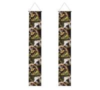 Bannière de porche à suspendre pour furet de recherche de nourriture - Bannière « Happy Birthday » - Bannière de fête - Fond photo - Panneaux de porte d'entrée pour fête de bienvenue - Décoration