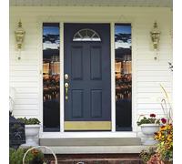 Bannière de porche à suspendre, vue nocturne de Las Vegas, bannière de porche « Happy Birthday », bannière de porte d'entrée pour fête de vacances, décoration intérieure et extérieure