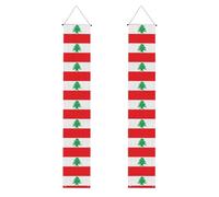 Bannière de porche avec drapeau du Liban - Décoration extérieure double face pour fête, panneau de jardin étanche pour réalisation importante
