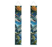 Bannière de porche avec imprimé dinosaure mignon, panneau avant, drapeaux à suspendre, décorations de fête, pour porte extérieure et intérieure