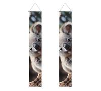 Bannière de porche avec imprimé koala mignon, panneau avant, drapeaux à suspendre, décorations de fête, pour porte extérieure et intérieure