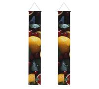 Bannière de porche avec imprimé pamplemousse et citron frais, panneau avant, drapeaux à suspendre, décorations de fête, pour porte extérieure et intérieure