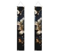 Bannière de porche avec papillons blancs dorés et noirs pour remise de diplôme, panneaux avant, drapeaux à suspendre, décorations de fête, pour porte extérieure et intérieure