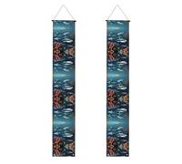Bannière de porche avec requins sous la mer - Décoration extérieure double face pour fête, panneau de jardin étanche pour réalisation importante